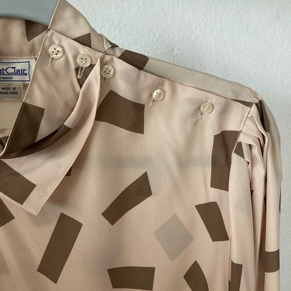 Classy Sophisticated Timeless Saint Clair Paris Sleeves Printed Vintage Top - Picture 5 of 5